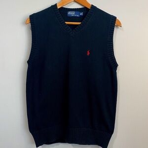 Polo Ralph Lauren Boys Black V-neck Knit Sweater Vest Youth Size XL
